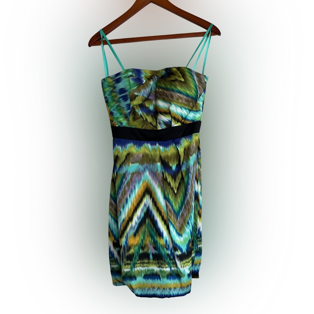 Max & Cleo Strapless Abstract Print Cocktail Dress | Size 2